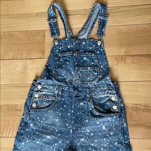 FREE PEOPLE We The Free Ziggy Denim Overalls NEW Size XS Bleach Splatter